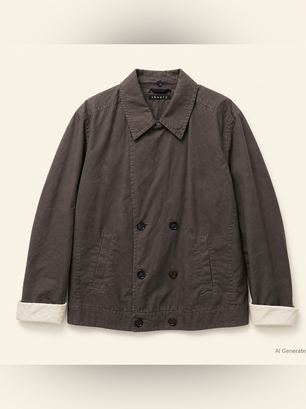 Theory Men's Roddick Raleigh Double-Breasted Cotton Jacket in Charcoal